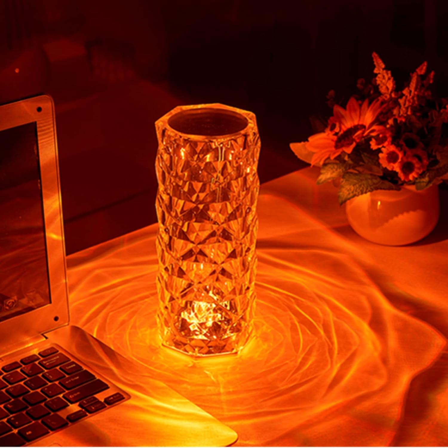 16 Color Crystal Rose Diamond Table Lamp Acrylic Table Lamp for Living Room Bedroom with Remote (P-3343)