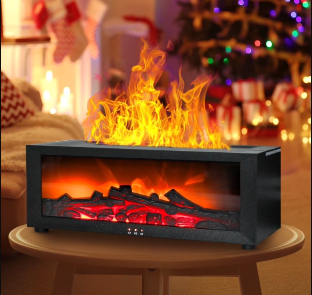 Led Light Flame Fireplace Aroma Diffuser Humidifier (P-3292)