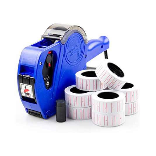 Price tag labels machine with paper sticker rolls. (P-3184)