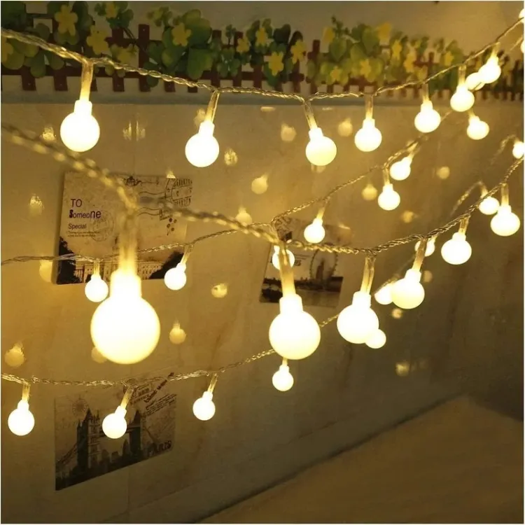 Warm White Snow Ball Fairy Lights , Waterproof Decorative Fairy Lights Set of 28 Pieces (P-3152)