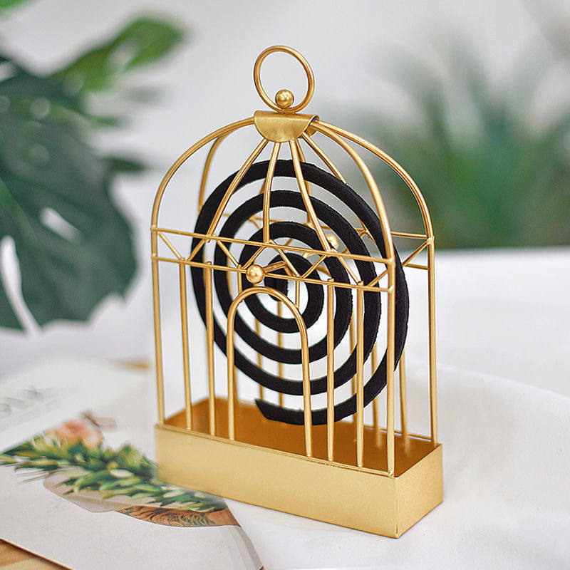 Birdcage Shape Iron 1Pcs - Mosquito Coil Holder Stand Mosquito Repellent Incense Burner Holder Hanger for Indoor Home Living Room Bedroom Hotel-Black (P-3143)