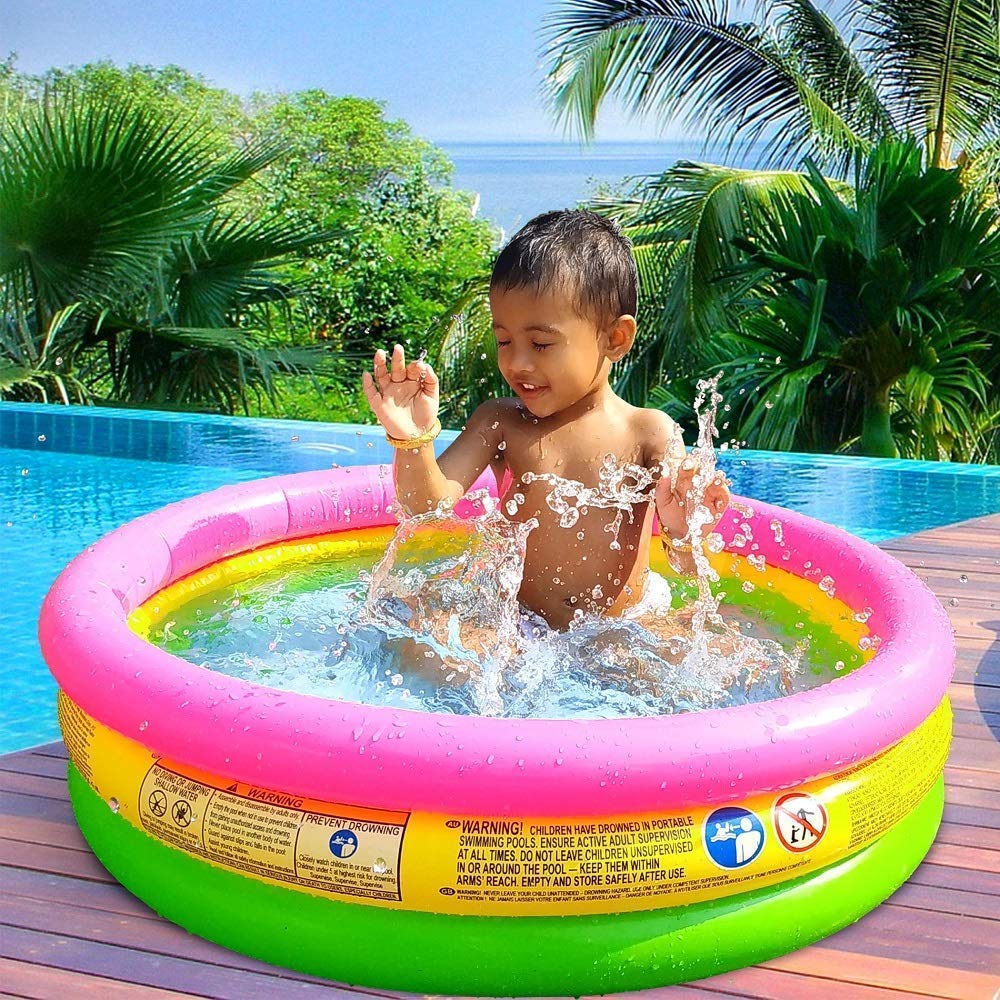 Baby Bath Tub, Baby Swimming Pool with Pumper (34 X10inch) - Multicolor (P-1916)