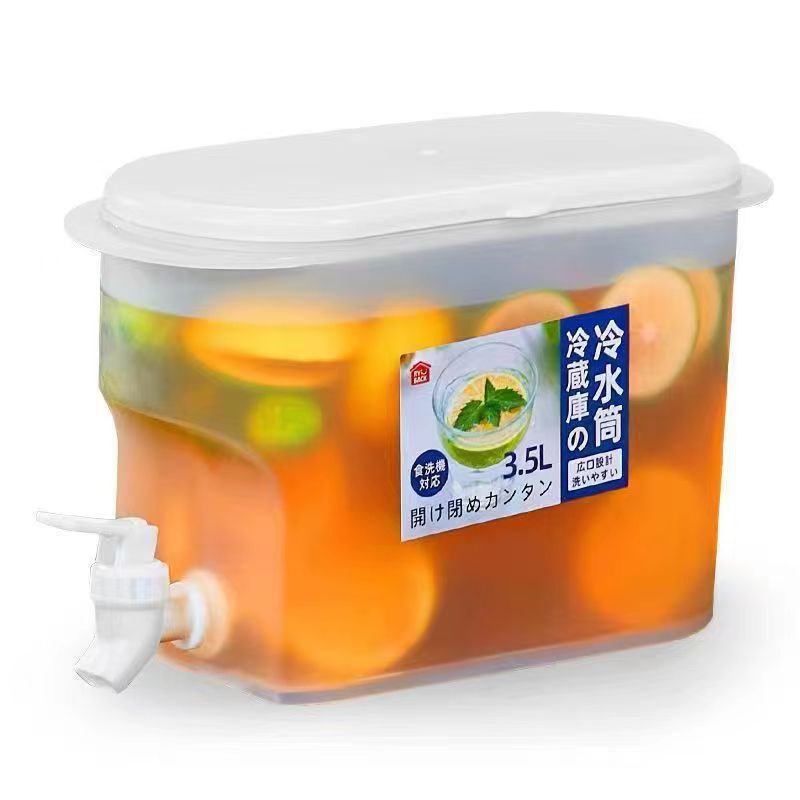 Ramzan Special Juice Container, Cold Kettle Cold Water Bottle Drinking Water Bucket with Faucet Kettle Refrigerator Cold Kettle Fruit Teapot Juice Bucket Drink Pitcher 3.5L, (P-1340)