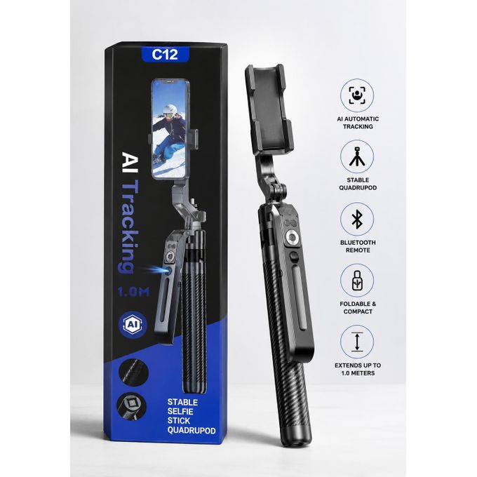 C12 AI Smart Tracking Selfie Stick Tripod (P-3579)