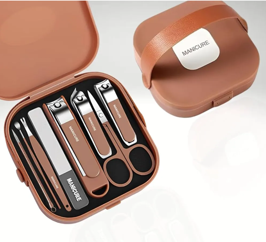 7 in 1 Nail Clippers Set, 7pcs Manicure & Pedicure Tools, Stainless Steel Nail Cutter Kit for men and women with Protective Case, Travel Grooming Kit for Facial, Cuticle and Nail Care (P-3575)