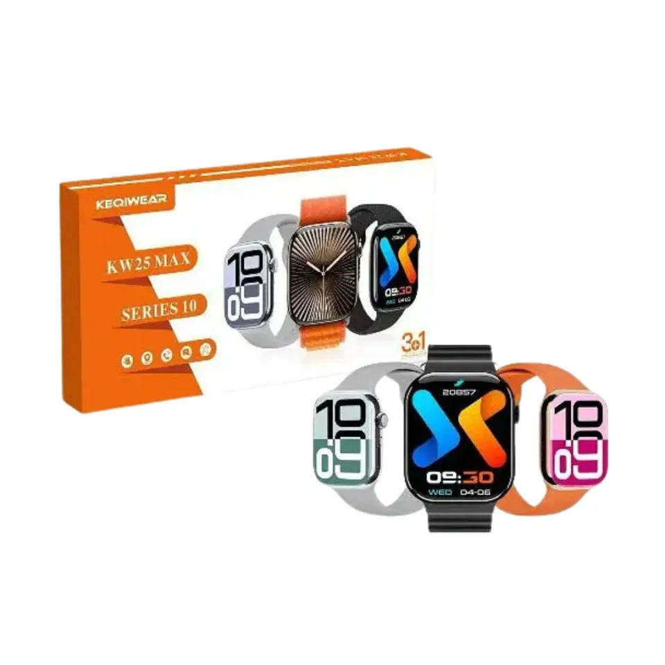 Keqiwear Kw 25 Max Smart Watch With Hd Display And 3 Straps (P-3312)