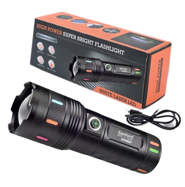 High Power Sanford Super Bright Flashlight – Slide Zoom White Laser LED Edition (P-3305)