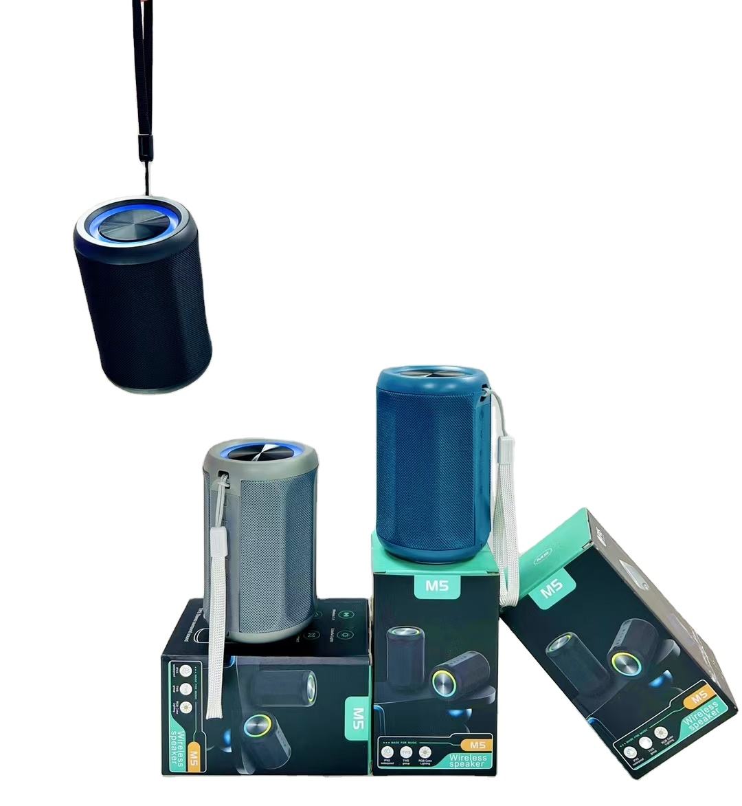 2025 New Model RGB Portable Speaker M5 Wireless Blue Tooth Speaker 6W 1200mah Cheap Price Speaker the DJ Player Is Rechargeable ( Black ) (P-3227)