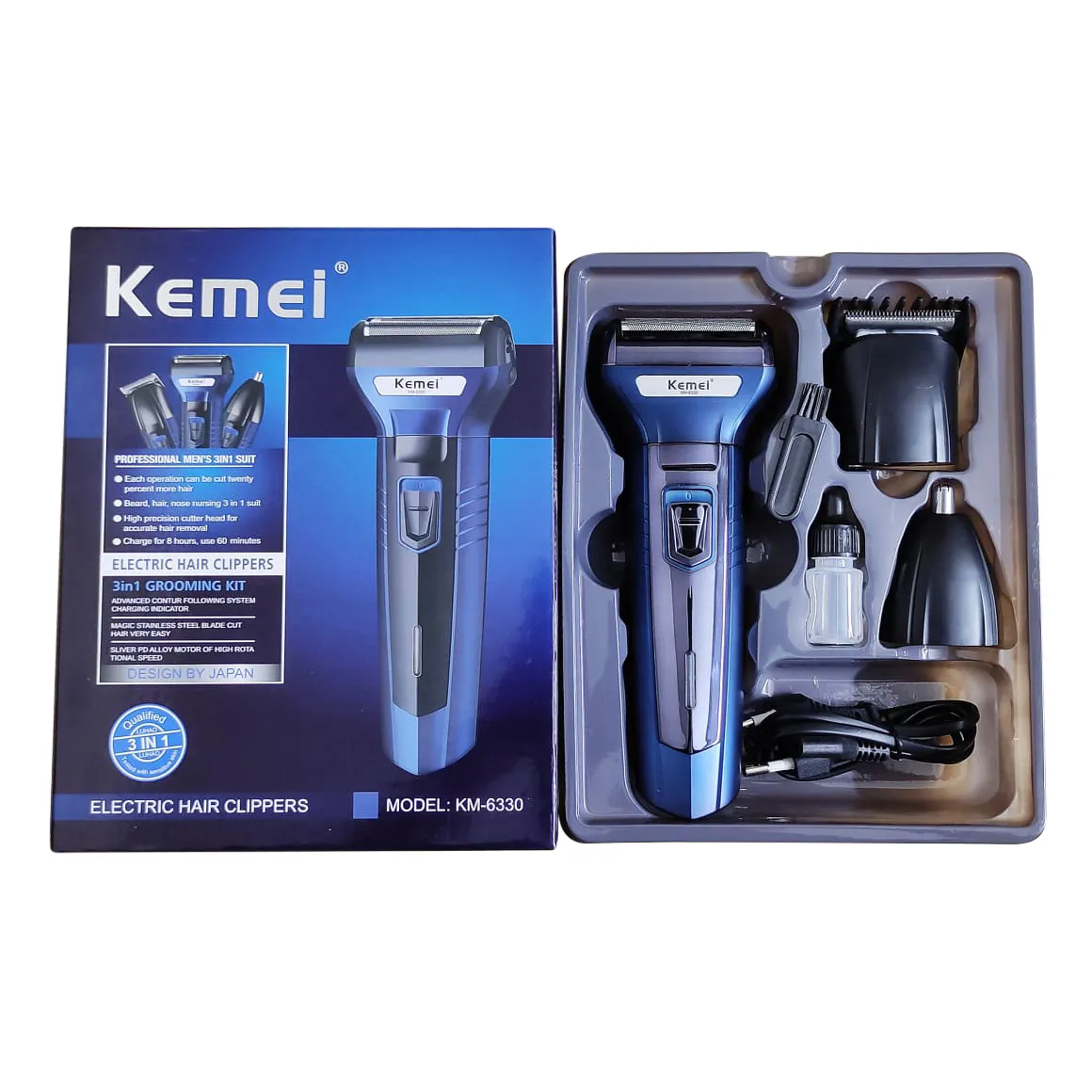 Kemei Km-6330 3 In 1 Professional Hair Trimmer Super Grooming Kit Shaver Clipper Nose Trimmer 3 (P-3223)
