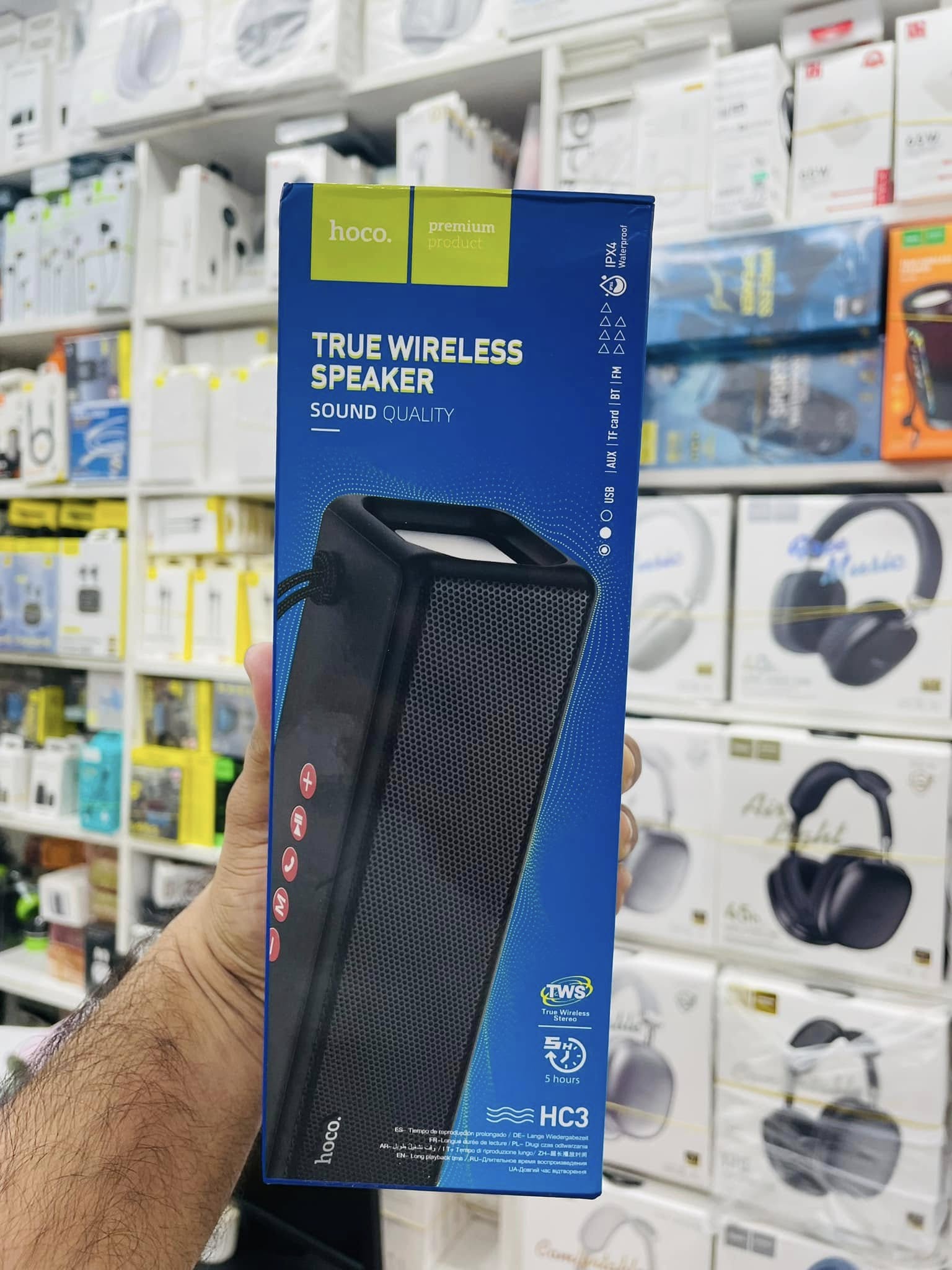 Hoco HC3 Bluetooth, TF Card, USB, AUX & FM Radio Supported True Wireless LED Flashing IPX4 Waterproof Speaker (P-3132)