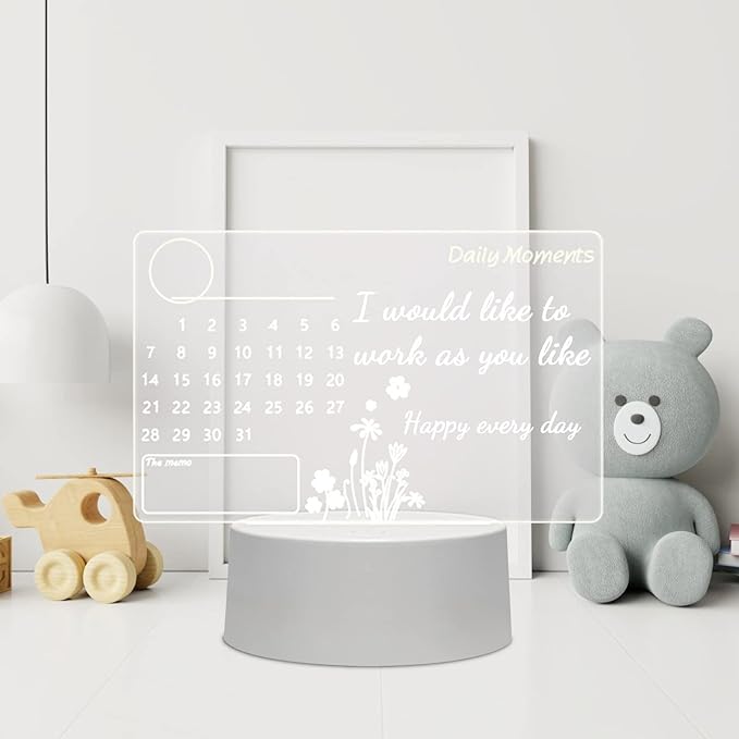 Night Light, Transparent Note Board Erasable Writing Message Board Home Desktop Small Whiteboard Table Lamp (P-3123)