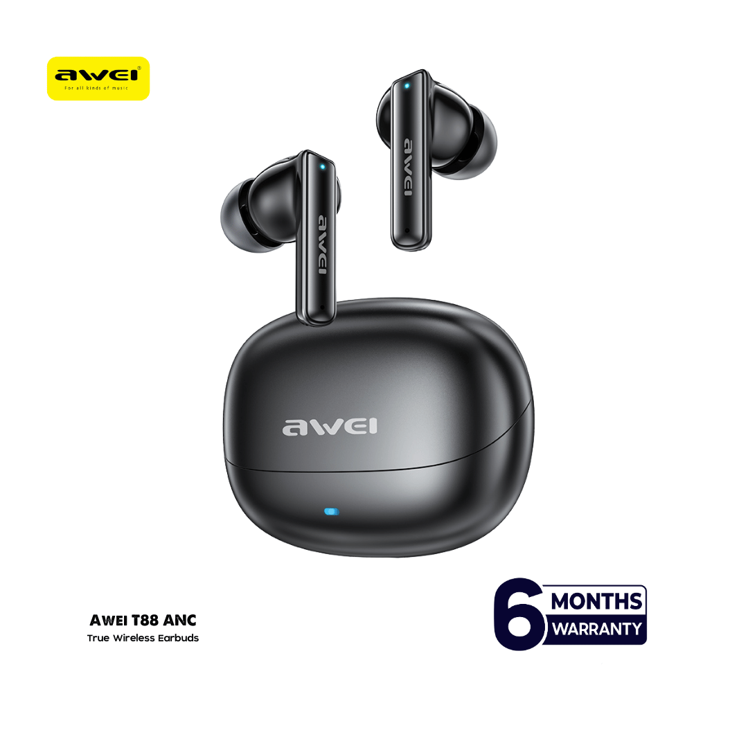 AWEI T88 ANC (Special Addition) Earbuds With Deep Noise Reduction, -35dB ANC High Definition Sound Quaily. ( 6-Month Official Warranty ) (P-3115)