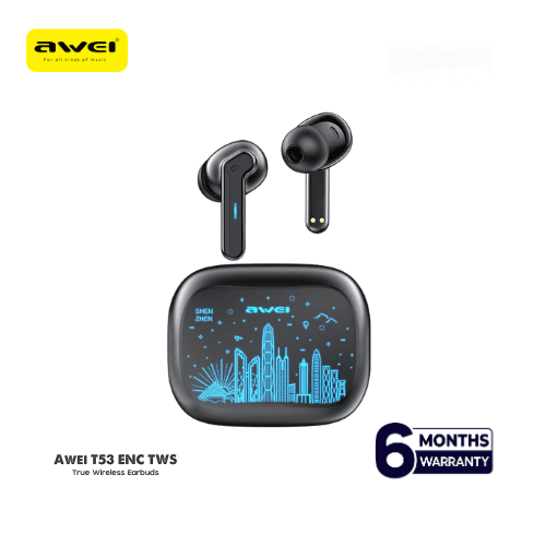 Awei T53 TWS Colorful Light Wireless Earbuds (P-3114)