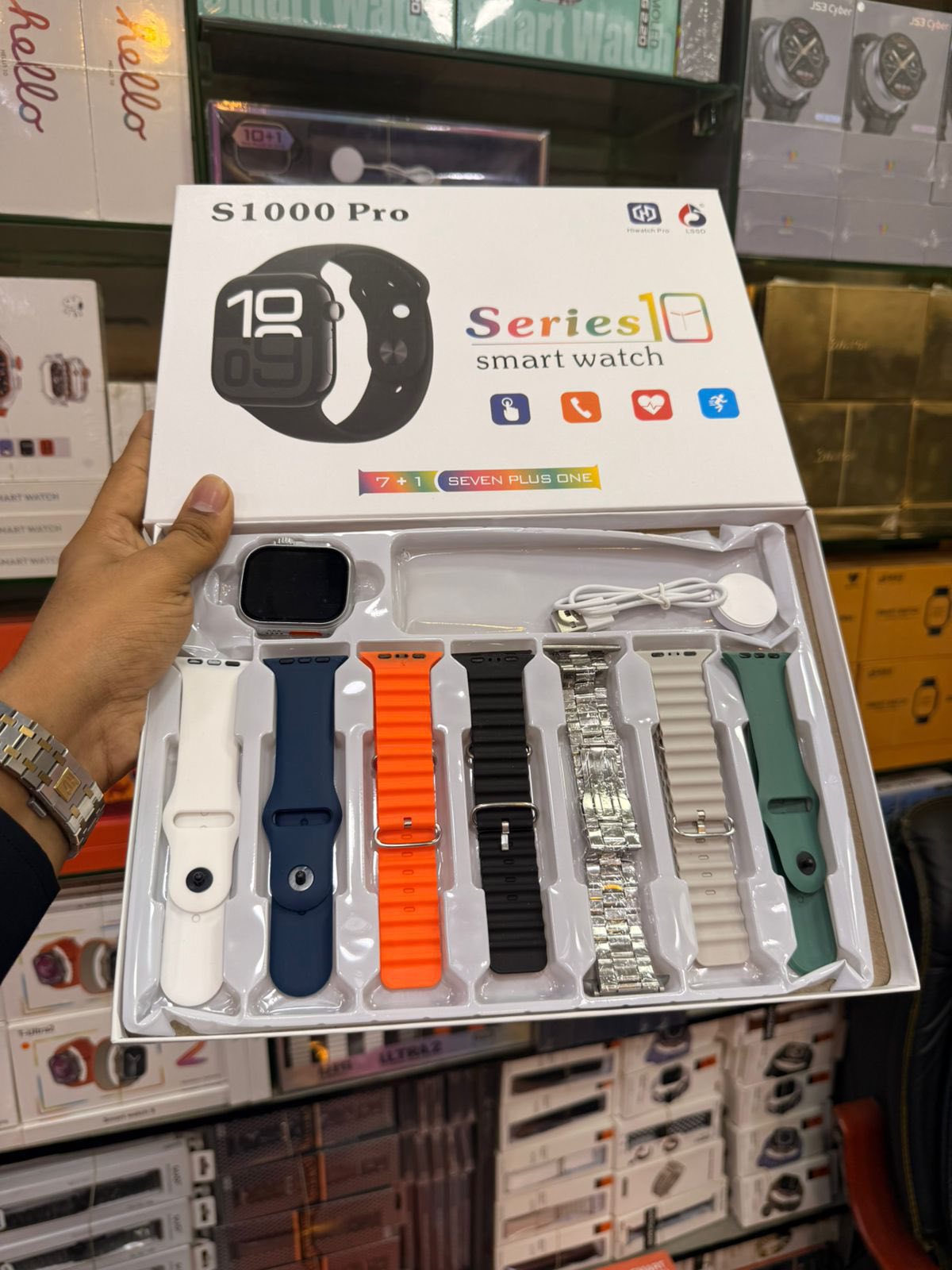 2025 NEW S1000 Pro Series 10 Smart Watch – 7-in-1 Multi-Strap Combo Set (P-2940)